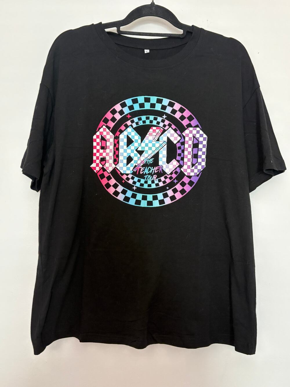 AB/CD (AC/DC) The Teacher Tour Black Graphic Tee Size L NWT